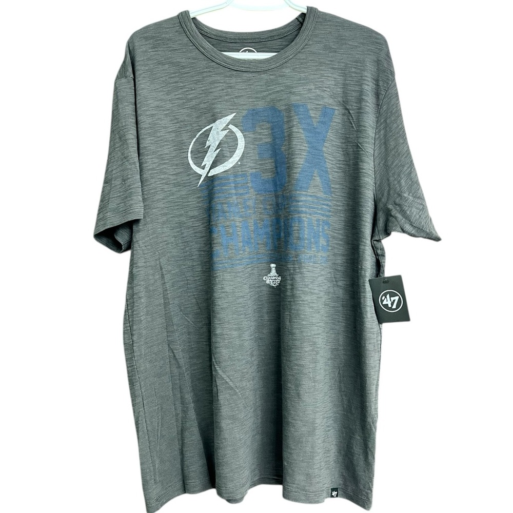 NWT Tampa Bay Lightning Hockey grey Stanley Cup Shirt‎ Size XL